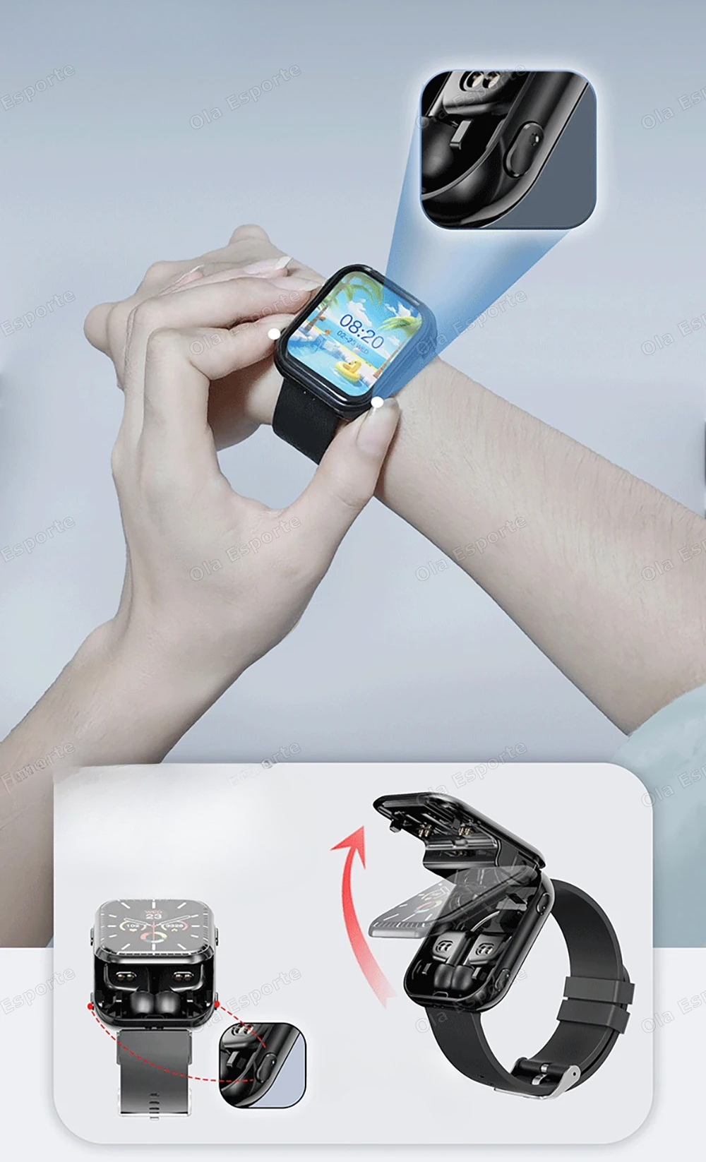 Smartwatch com Fone de Ouvido Integrado